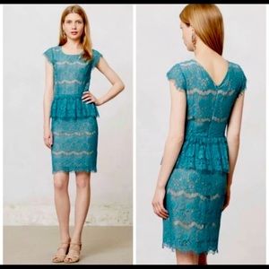 Anthropologie Maeve Elsa Teal Lace Dress Extra Small